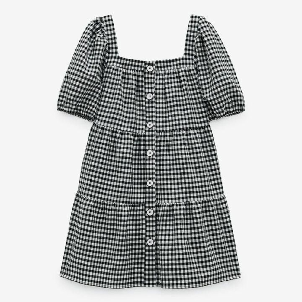 Zara Black and White Gingham Dress
